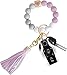 Senidea Schlüsselanhänger Elastisches Armband für Damen Frauen, Silikon Perlen Schlüsselanhänger Keychain Schlüsselbund, Auto Schlüsselanhänger Violett