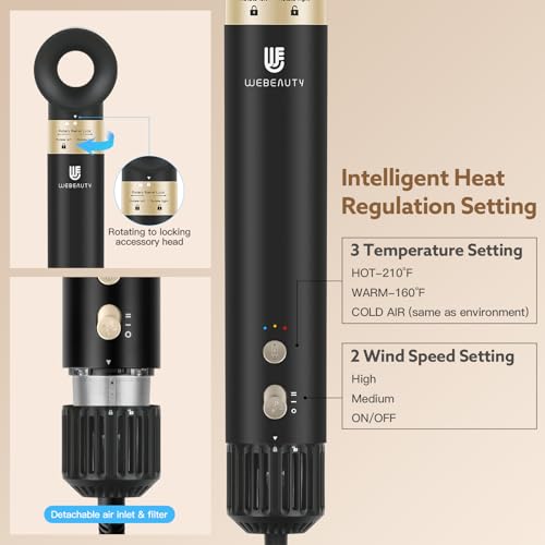Image of webeauty 5 in 1 Hot Air Styler, High-Speed Negative Ionic Hair Dryer with Auto Curlers, Professional Blow Dryer Brush, Volumizer Straightener Multiple Styling, No Heat Damage