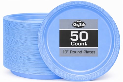 Hanna K. Signature Collection 50 Count Plastic Plate, 10-Inch, Light Blue