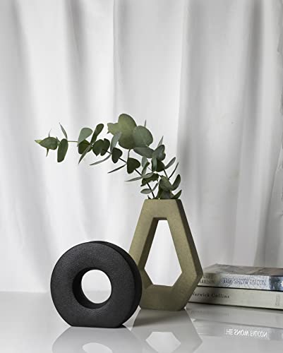 9” Beige Vase- Geometric Vase, Vases For Decor, Ceramic Vase For Beige Room Décor, Modern Vase, Decorative Vase, Stone Vase, Beige Vase, Abstract Vase, Textured Vase, Geometric Décor, 2345 #TOP1