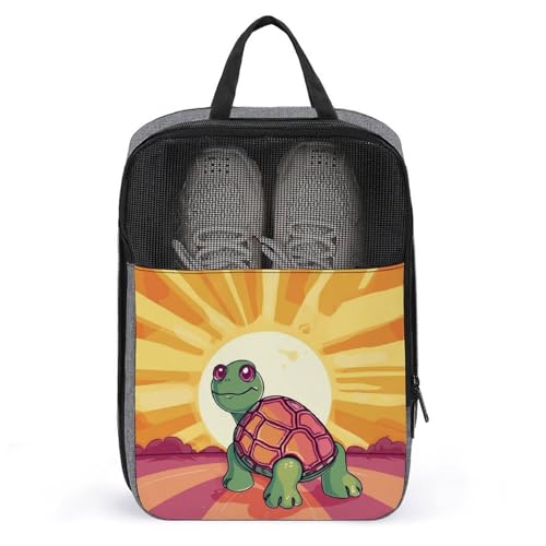 Sac à chaussures imprimé tortue gris élégant en taille unique