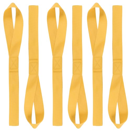 PATIKIL 12x1 Soft Loop Tie Down Straps, 6Pcs 220lb Load Capacity 1100lb Breaking Strength Strap Loops for Securing ATV UTV Motorcycles Bikes Cargo, Yellow