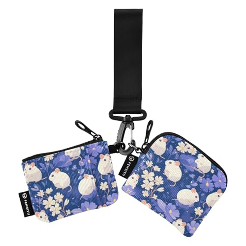 linqin Blooming Flowers animal Dual Wristlet Wallets for Women Large Capacity Card Wallet Money Organizer with Wristle Strap for Work Travel 2 Pcs