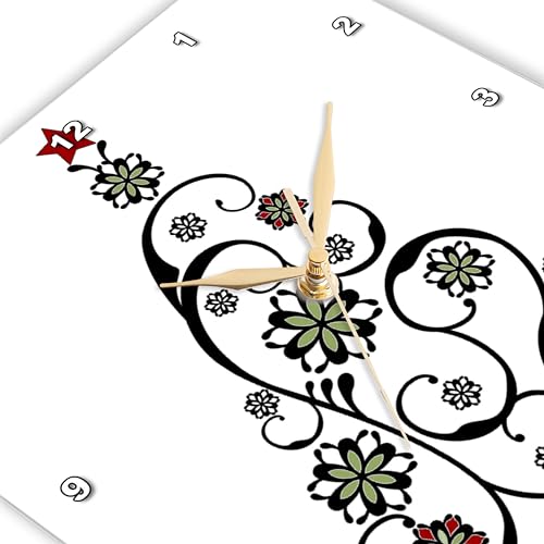 Reloj de pared 3dRose con diseño árbol navideño negro y estrella roja miniatura 3