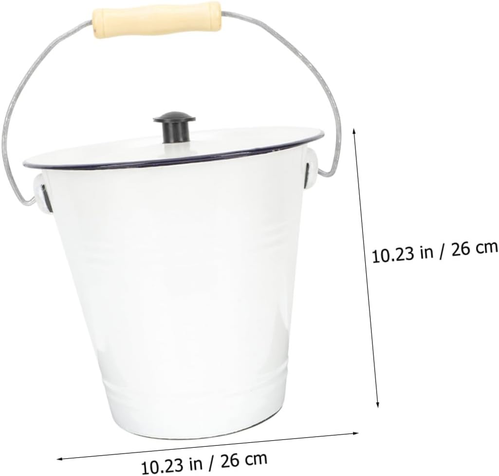 VICASKY Thickened Enamel Milk Bucket with Lid Water Storage Container Portable Multipurpose Pail for Laundry Organization Kennels and Kitchen Use