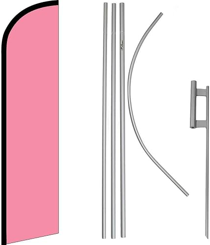 Premium Pink Plain Solid Color Windless Flag & 16' Flagpole KitGround