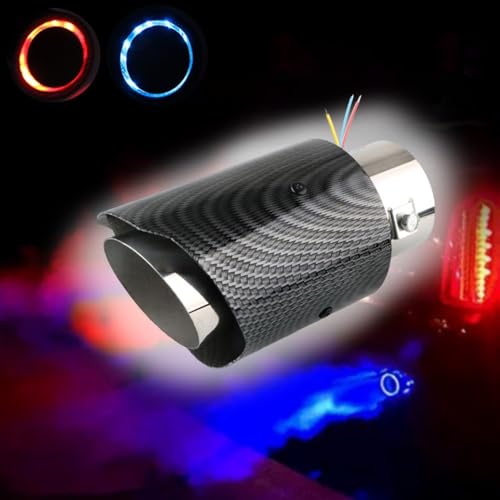 Tubo de escape universal para coche con silenciador de salida única y efecto de luz LED 4