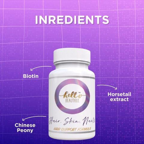 Miniatura 5 de Hello Beautiful Vitaminas para el cabello, la piel y las uñas, extra fuerte, biotina, 5000mcg, suplemento cápsulas para mujeres