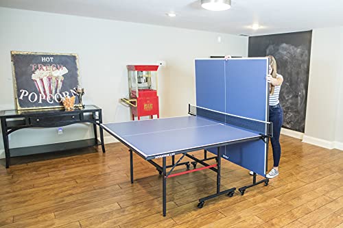 Stiga Advantage Lite Recreational Indoor Table Tennis Table 95% Preassembled Out of Box with Easy Attach and Remove Net, Blue, one Size