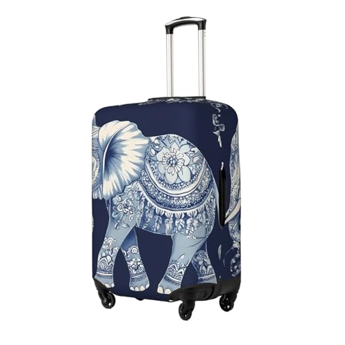 Colorful Paisley Elephant Elastic Travel Luggage Cover, Washable Spandex Suitcase Protector, Anti-Scratch Fits 18-32 Inch2