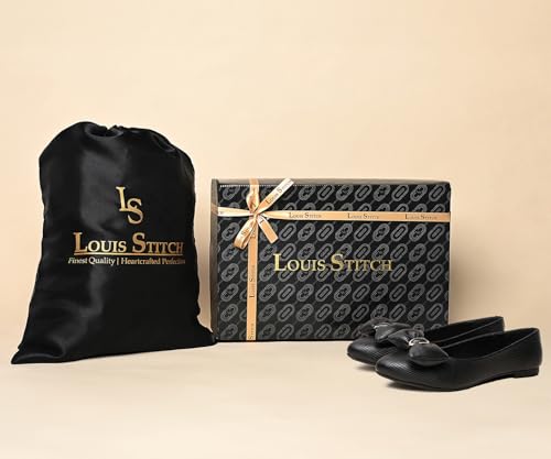 Image of LOUIS STITCH Women's Stylish Bow Ballerina Flats | Premium Closed-Toe Flat Sandals| Comfort Ballerina for Office & Everyday Style| LS-LDCF-010