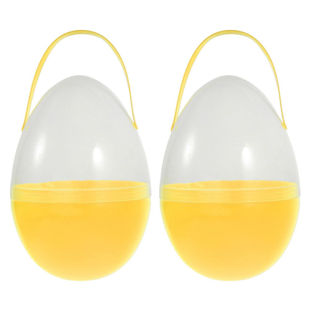 Artibetter 2 Uova di Pasqua Giganti: 25 Cm, Aperte in Alto con Manici per La Caccia Pasquale - Sacchetti di Plastica Giganti Riempibili