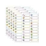 5 Pack Waterproof Name Labels for Kids,Waterproof Write-on Baby Bottle Labels,Cute Patterns Colourful Name Tag,Adhesive Label Stickers,for School,Adhesivedaycare,Home Kitchen,Office Supplies