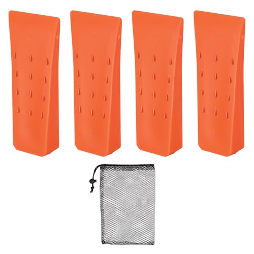 QUARKZMAN Cunei da Abbattimento in Plastica 4pz Cuneo Anteriore ABS 152 mm Cuneo Spaccalegna per Legna Alberi Legno con Borsa per Chiave a Percussione Accessori Forestali Foresta, Arancia