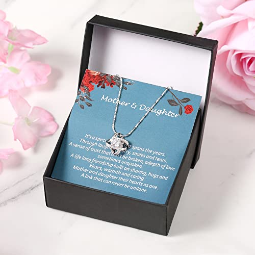COSTWAY Mother Daughter Necklace Silver Mothers Day Jewelry Birthday Gift with Cards - Image 3