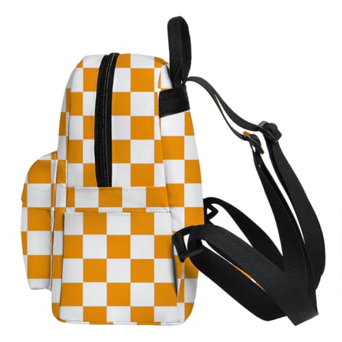 Image of Deanfun Mini Backpack for Women - Waterproof Small Backpack with Orange Checkered Print, Multi Pockets Large Capacity Cute and Stylish MNSB-144