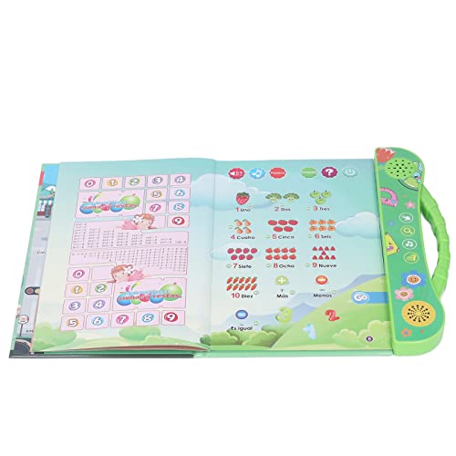 Riuulity Libro Interactivo de Sonido Electrónico de Aprendizaje de Español para Niños con Juegos y Mesas de Matemáticas, Juguete Educativo de Español para Niños, 10.0x9.1in