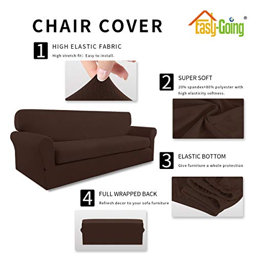 Image of Easy-Going 2 Pieces Stretch Couch Sofa Slipcover Washable