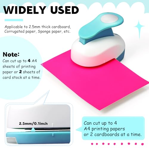 Image of CHENGU 6 Pcs Circle Punch Set 3in /2in /1.5in /1in /0.6in /0.3in Scrapbook Hole Punchers Crafting with 10 Sticker Paper Round Cutter Scrapbook for Office Supplies DIY Albums Photos(Blue)