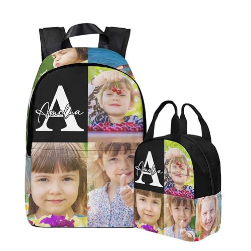 Image of Custom Kids Backpacks for School, Boys Girls Backpacks Lunch Tote Bag for Elementary Lightweight School Backpacks for Toddler Kindergarten Child Daycare Backpackss 3 Photos