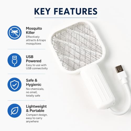 Image of USB Mosquito Killer Lamp with UV Light | Electric Insect Trap Racket | Portable Bug Zapper for Home