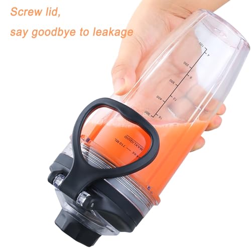 Image of Replacement 24oz Blender Cup and New Lid with Handle for Nutri Ninja BN751 BN801 Foodi SS101 SS151 SS351 SS401 BL450 BL456 BL480 BL482 BL640 BL642 BL682 Ninja Blender Auto IQ Blade, 2-Pack