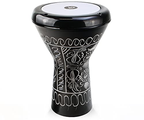 VD Vatan Orientalische Kinder Darbuka Trommel Percussion Aluguß Hand Graviert, 2029-S, Schwarz, 30 cm