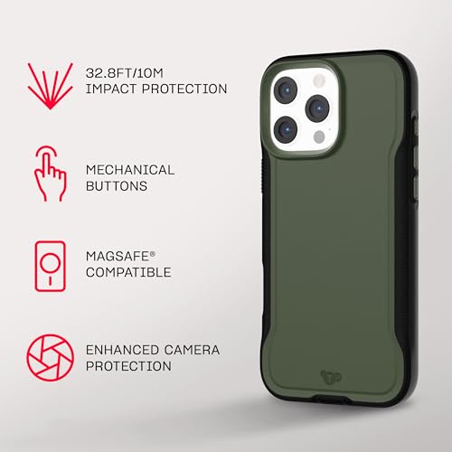 Image of Tech21 EvoPro for iPhone 16 Pro Max Compatible with MagSafe - Impact Protection Case 21x Military Standard Tested - in Khaki /Black