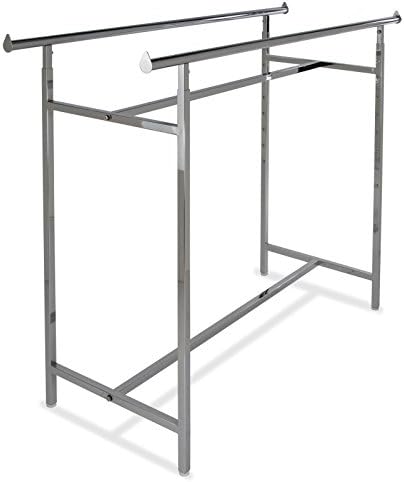 Commercial Grade Straight Double Bar, Double Rail Garment Rack