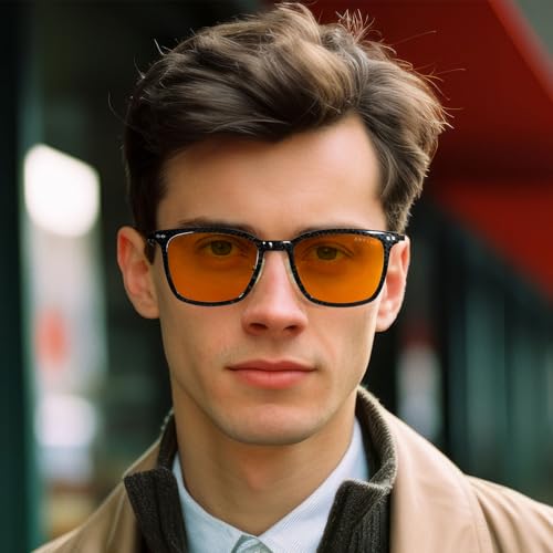 Image of ANYLUV Blue Light Glasses Men, Stylish Square Carbon Fiber Eyewear, Anti Eyestrain, Lightweight Mens Computer Gaming Glasses