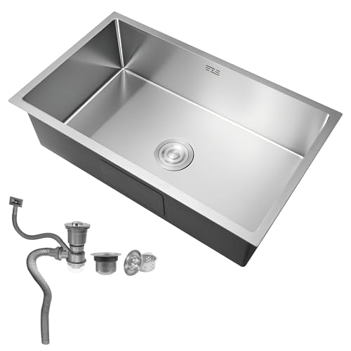 Évier 1 cuve 50 x 45 cm acier inoxydable 304 petit sous plan filtre de drainage