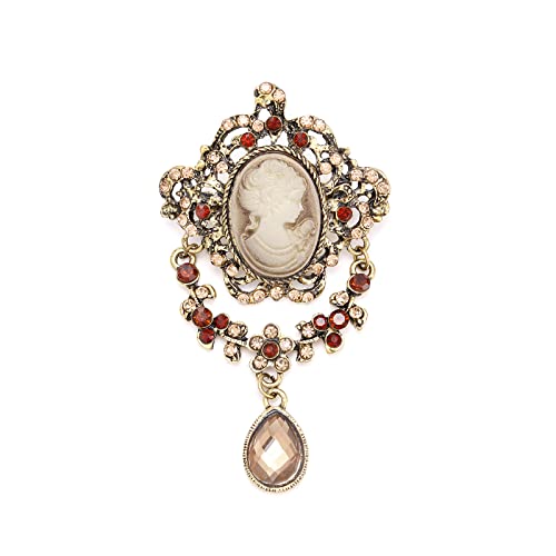 Image of lureme Vintage Elegant Victorian Lady Beauty Cameo with Crystal Brooch Pin (br000017)