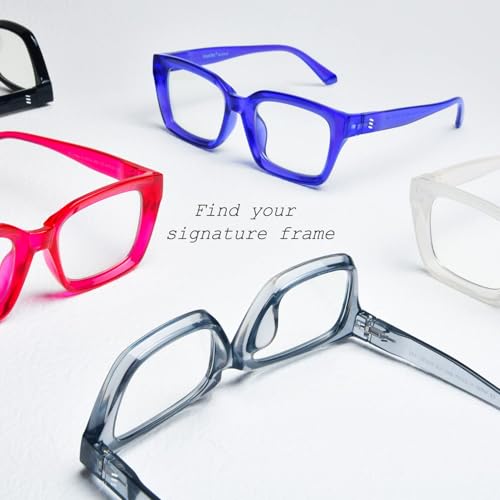 Image of VISOONE Chunky Square Anti Glare UV400 Blue Light Blocking Computer Glasses | 99% Digital Screen Filter Non-Prescription Clear Lens Thick Frame 32g Lightweight Eyewear Office for Men Women MONTANA
