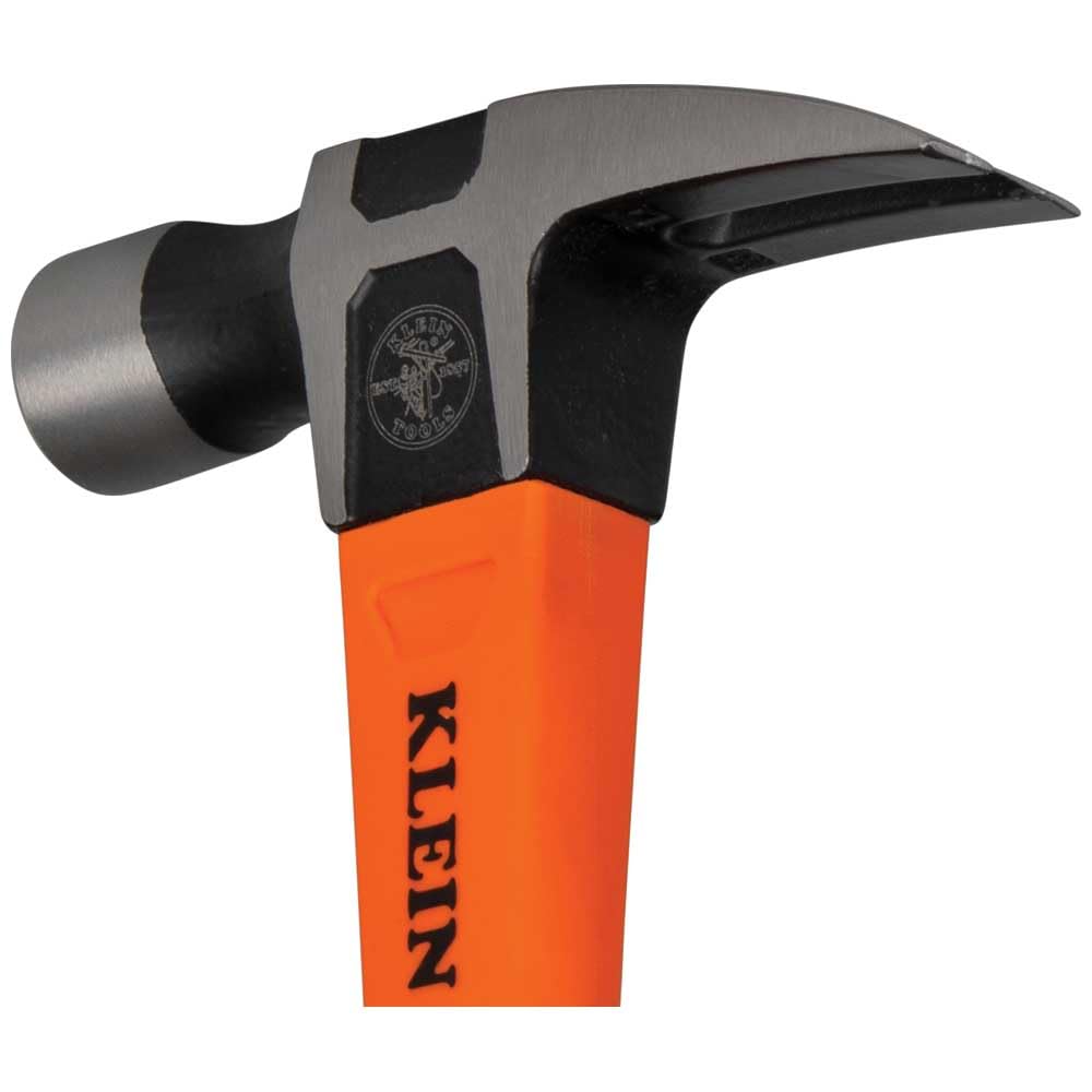 Klein Tools H80820 - Martello da carpentiere dritto, 567 g, manico antiscivolo in fibra di vetro con impugnatura ammortizzante con foro per legare, 33 cm
