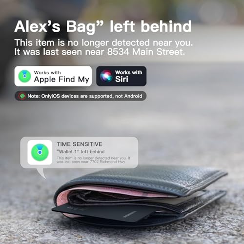 Image of Wallet Tracker Card, Wallet Tracker Compatible with Find My (iOS Only), Ultra Thin Item Finder for Wallet, Luggage Tag, Passport etc, IPX7 Waterproof (Black)