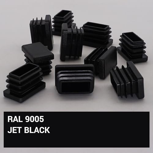 SKIR'CO (10 pcs) Rectangular Plastic Plugs 18 x 30 mm, Mat Tube End Caps, Rectangle Tube Inserts, Fence Post Plugs, Black RAL 9005 - Image 3