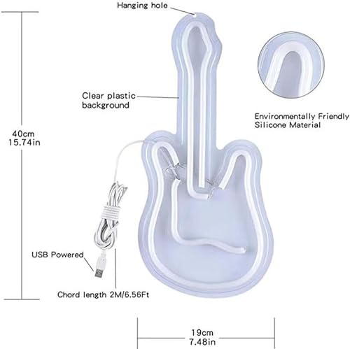 Letrero de neón LED de guitarra para bar y dormitorio con conexión USB 7