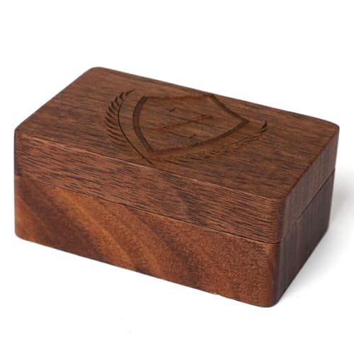Image of Mens Initial Cufflinks and Tie Clip A-Z Alphabet Letter Black Stainless Cuff Links Tie Bar with Engraved Walnut Wood Box Groom Groomsman Wedding Set