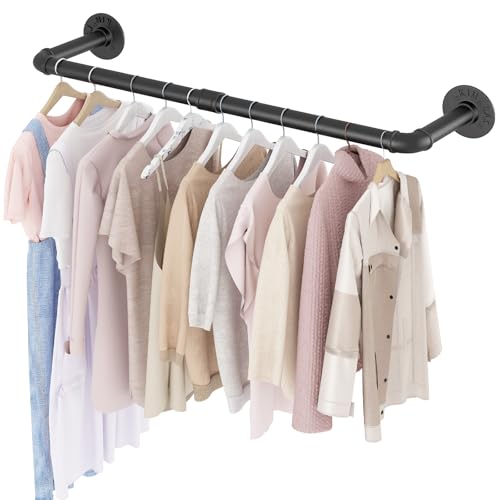 SMILOVII Kleiderstangen für die Wand, Industrielle Kleiderstange Wandmontage, 92 cm Strapazierfähige Kleiderstangen – Garderobenstange Wandmontage aus Metall für Zuhause, Geschäfte und Kleiderschränke