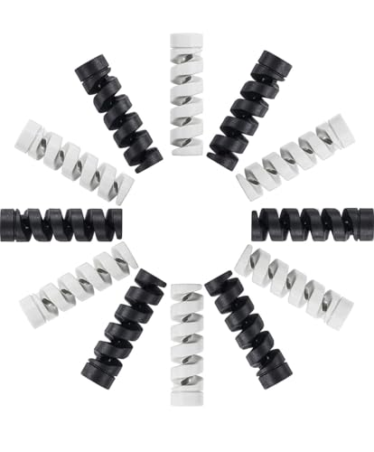 skysia Spiral Cable Charger Protector Wire Protector – Data Cable Saver, Earphone Cable Cover, Cords Protective Wire Winder Sleeve Charger Cover (B&W End Guard (12 Pcs))