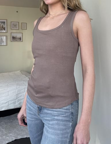 Zeagoo Womens Summer Tops Square Neck Ribbed Tank Tops Slim Fitted Racerback Sleeveless Shirts Basic Casual 2 Pack4