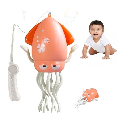 Image of Kidology Dancing Octopus Baby Toy | Electric Crawling & Swinging Squid with Music & Lights | Interactive Tummy Time Toy for Babies & Kids | Sensory Musical Birthday Gift for Kids (Pink)