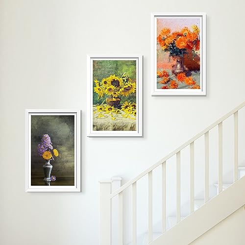 Image of LUCKYLIFE 12x18 Poster Frame White Set of 2, Display Pictures 11x17 with Mat or 12x18 without Mat, Wall Mount