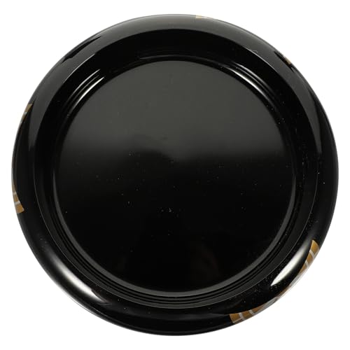 Plato redondo multiuso para sushi, plástico negro miniatura 1