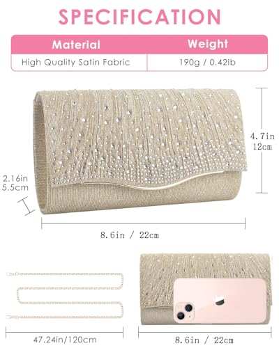 Image of TINDTOP Clutch Purses for Women, Formal Evening Bags Suede Shoulder Envelope Party Handbags Wedding Cocktail Prom Clutches