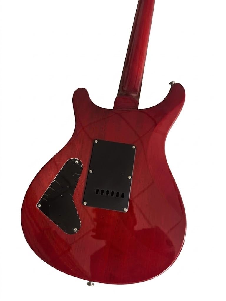 Chitarre elettriche Solid Body, doppio Humbucker e ponte tremolo, Guitarra elettrica ambidestra for palco studio, mogano palissandro, 6 corde rosso traslucido