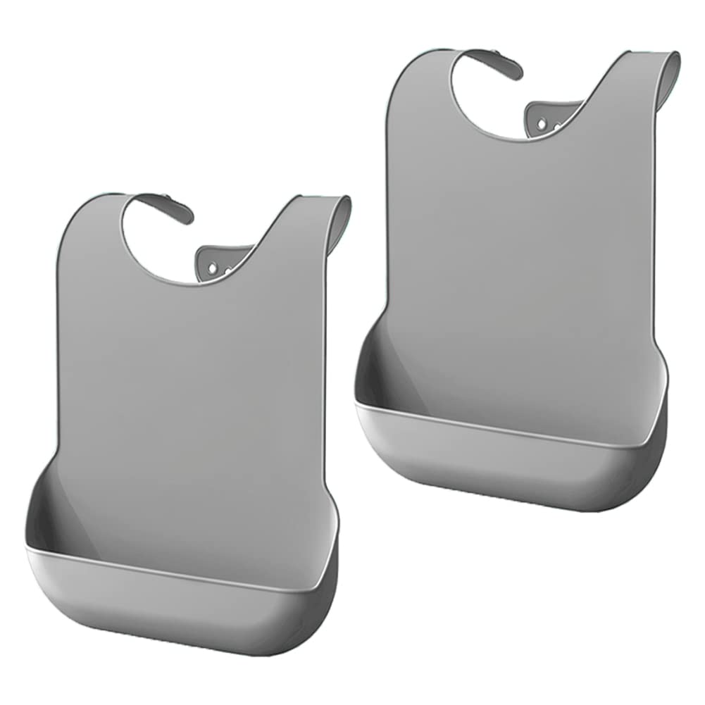 FLAA Kleidung Protector Silikon Erwachsene Lätzchen Mit Krümelin Für Männer & Frauen-2Pack-gray