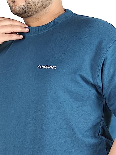 Image of CHKOKKO Men's Plus Size Terry Cotton Loose Fit Half Sleeves T-Shirt