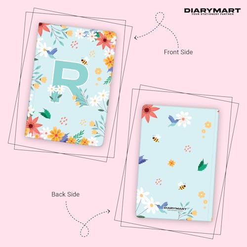 Image of Initial R Premium Soft Bound Notebook Diary for Girls and Women (B6, 90 GSM, 160 Ruled Pages) Floral Design Notebook Journal Diary