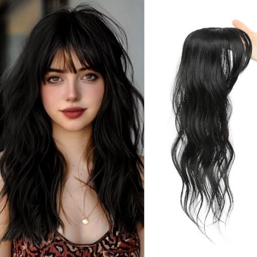 Fine Plus Clip-in Bangs 360° Coverage Mini Wavy Hair Topper